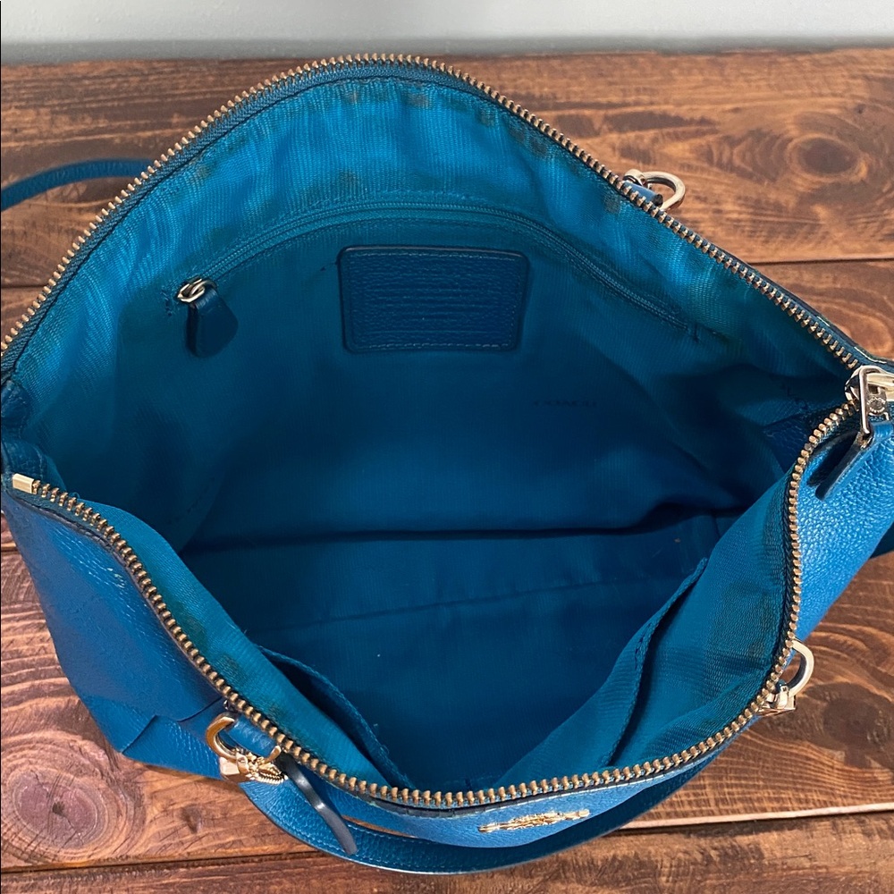 Coach Blue Leather Satchel Bag - Picture 10 of 16